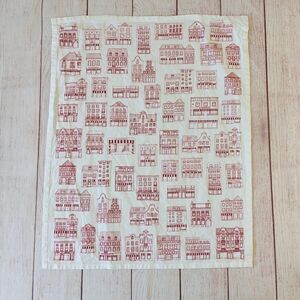 Dille & Kamille red façades 100% organic tea towel